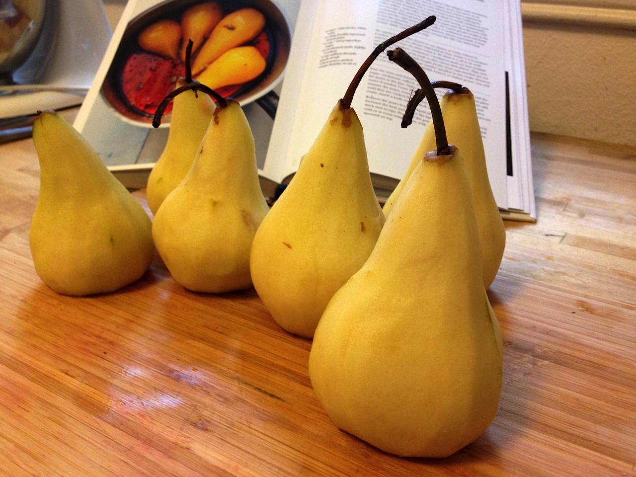 peeled pears for poaching
